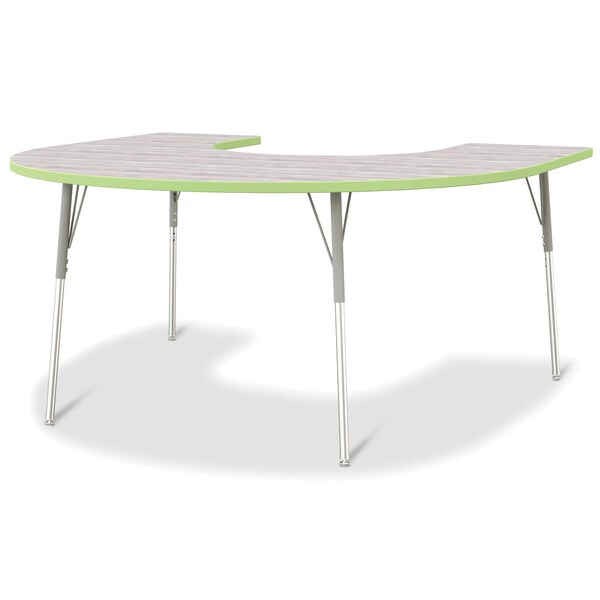 Berries Horseshoe Activity Table, 60 in. x 66 in., A-height, Driftwood Gray/Key Lime/Gray